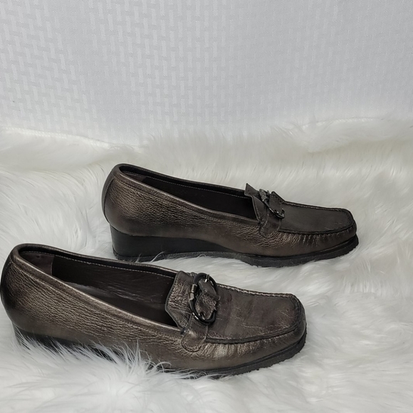 Stuart Weitzman leather wedge loafers size 9 - Picture 3 of 6